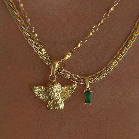 Multilayer Gold Cherub Necklace