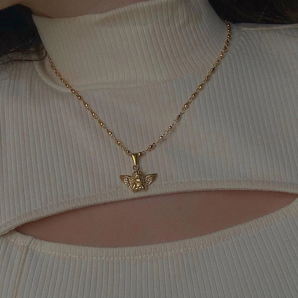 Multilayer Gold Cherub Necklace