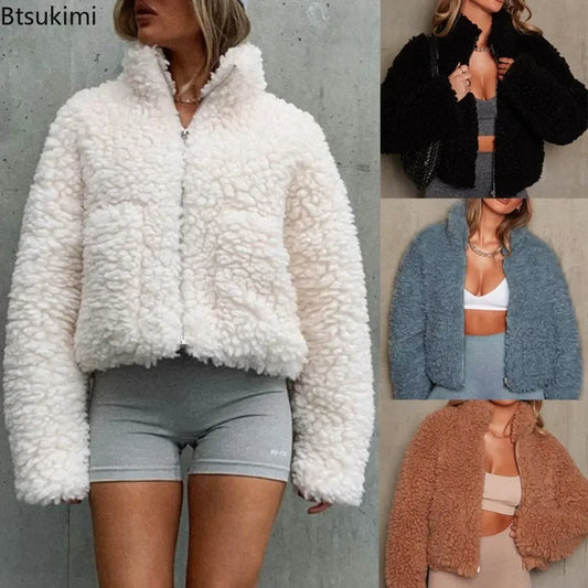 Chic Faux Lambswool Teddy Zip-Up Jacket