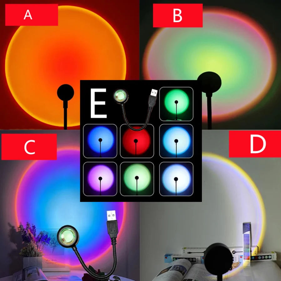 LED Sunset Lamp Projector - Multi-Color Settings