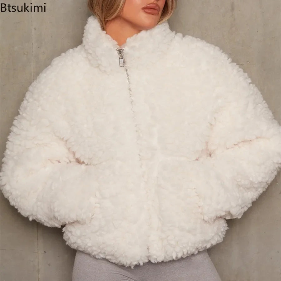 Chic Faux Lambswool Teddy Zip-Up Jacket