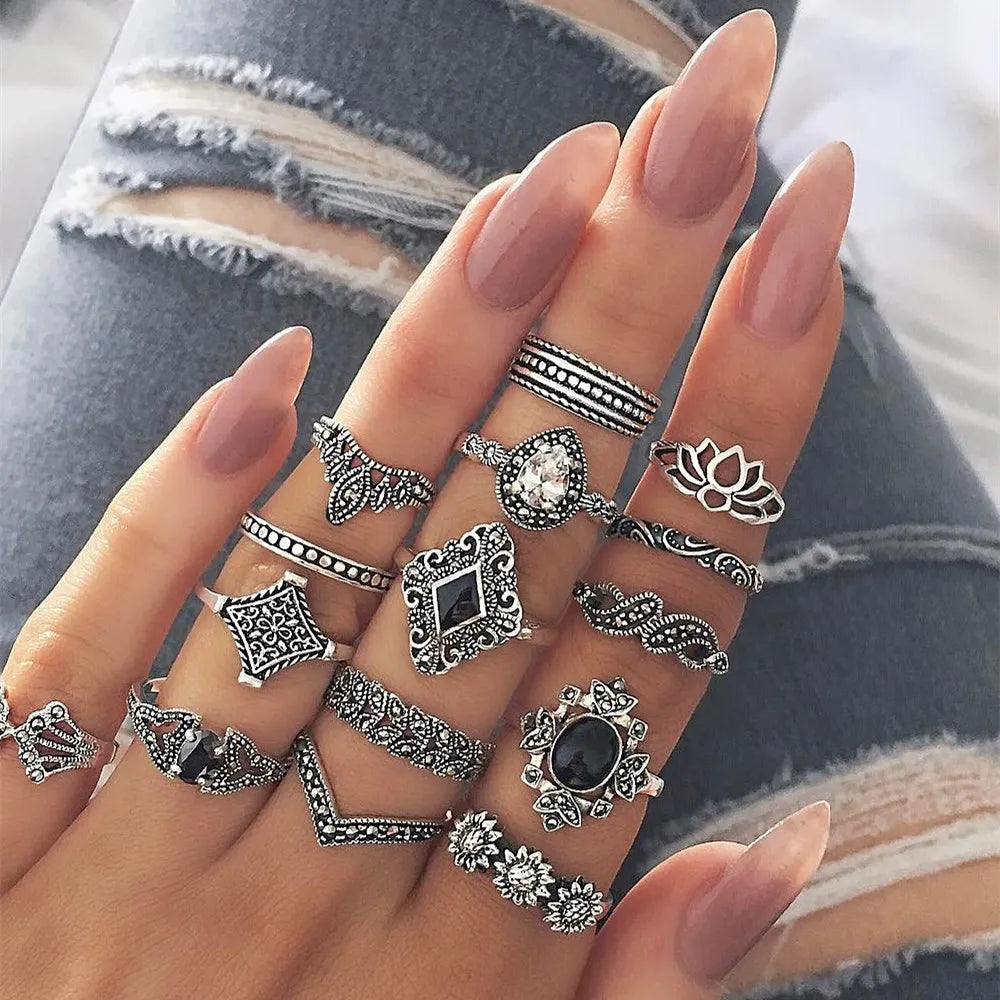 Boho Chic: Intricate Silver Ring Collection