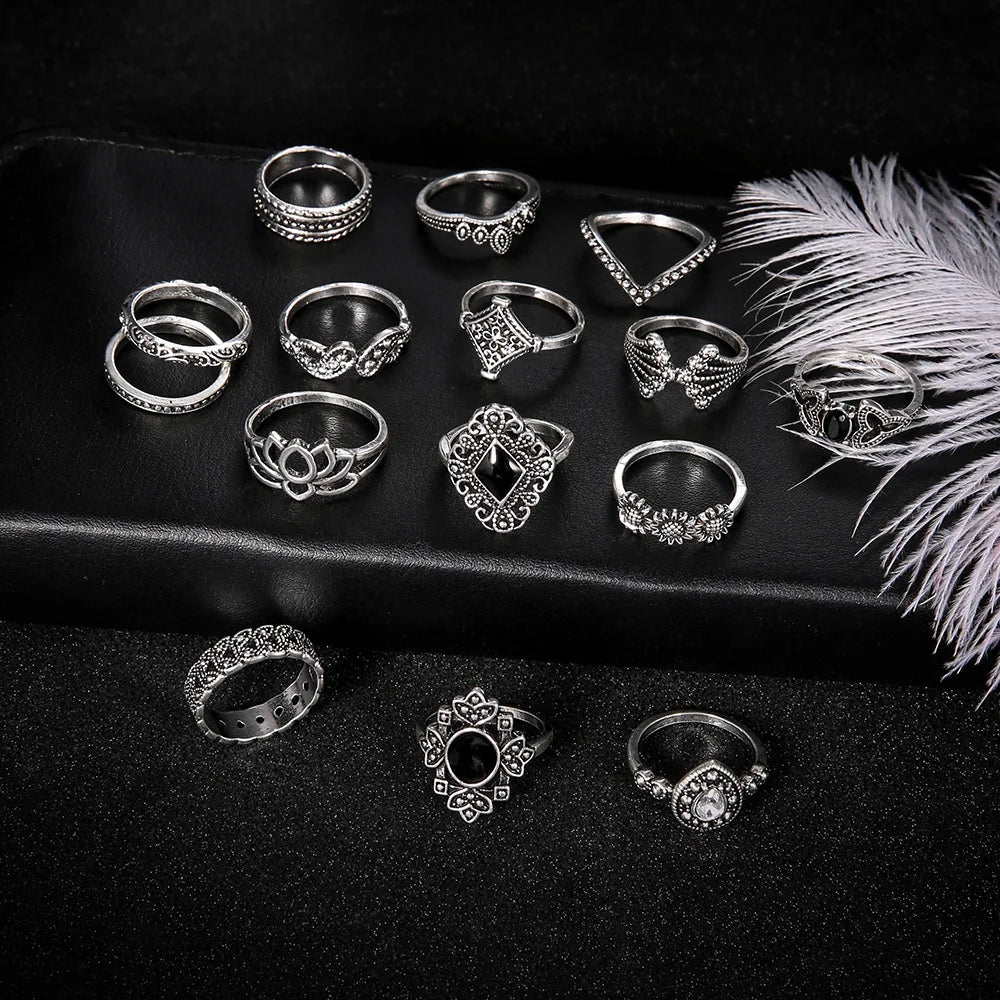 Boho Chic: Intricate Silver Ring Collection