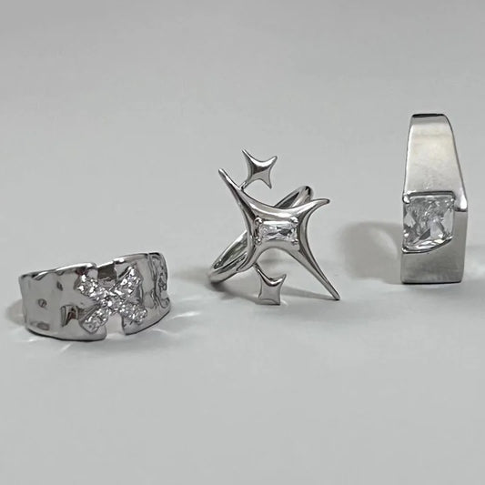 Trio of Statement Silver Rings