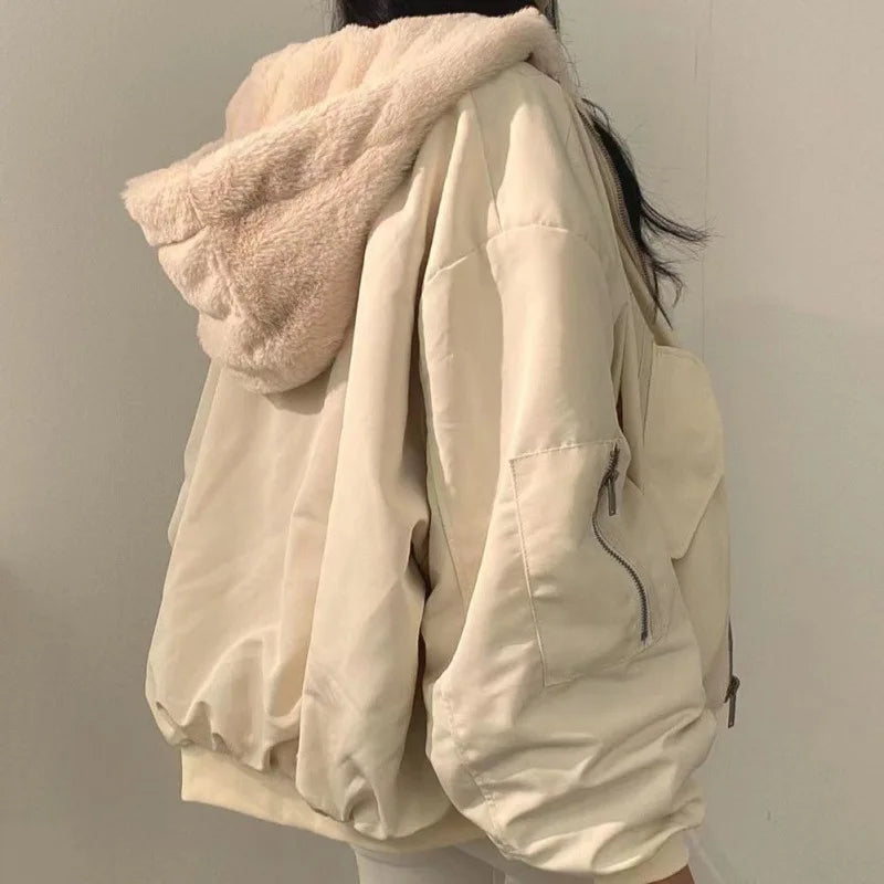 Winter Thicken Warm Oversized Double Sided Hooded Jacket