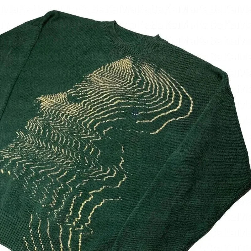 Green Aesthetic Sweater - Artful Elegance and Cozy Comfort