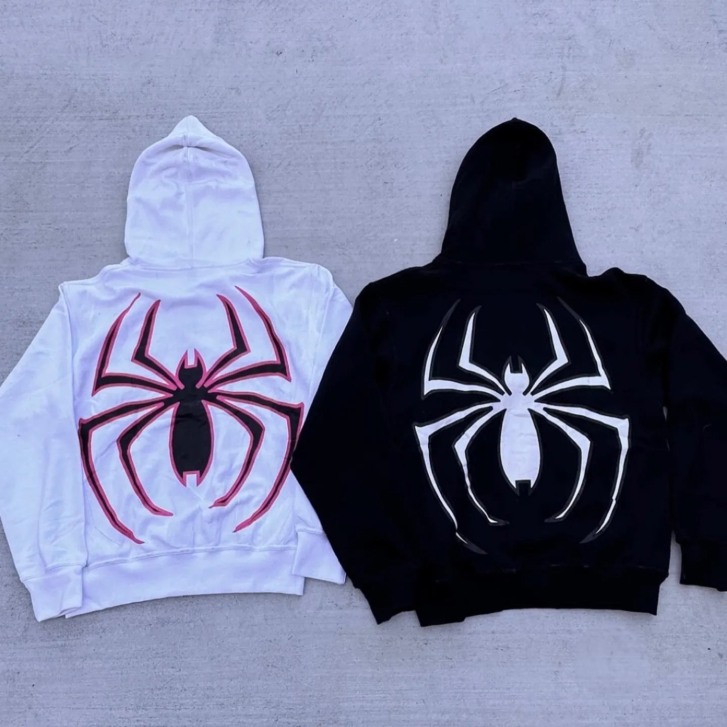 Y2k Spider Print Zip-Up Hoodie - Bold & Stylish