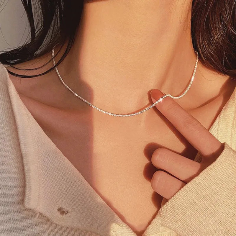 Delicate Silver Chain Necklace - Elegant and Timeless Beauty