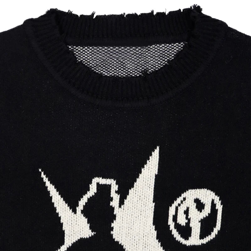 Graphic Knit Sweater - Edgy and Cozy Statement Piece