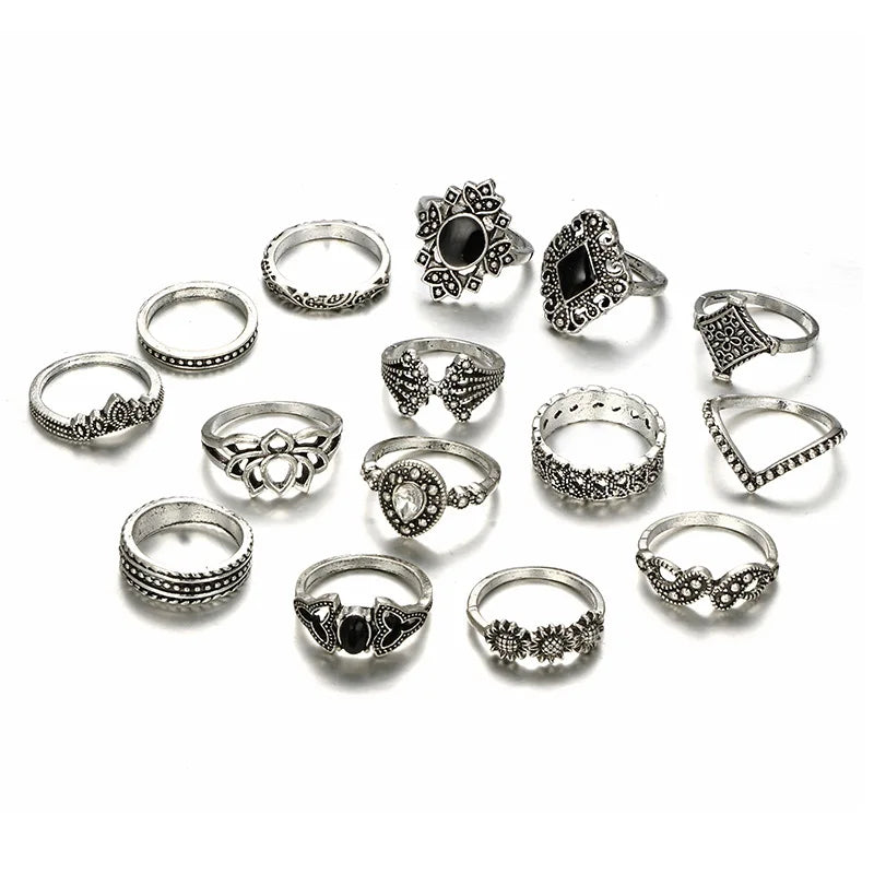 Boho Chic: Intricate Silver Ring Collection