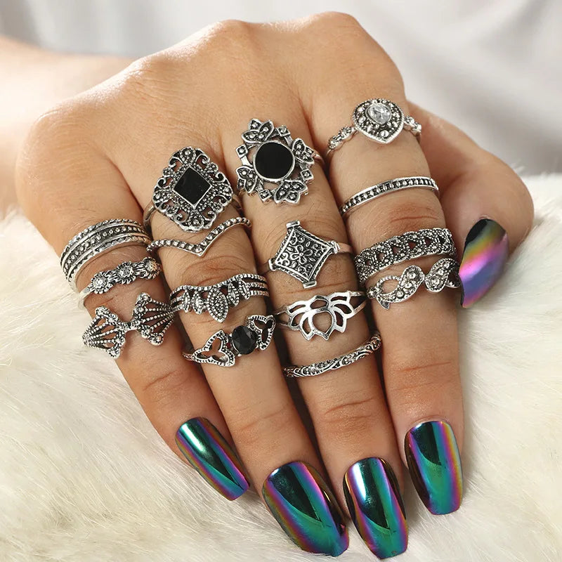 Boho Chic: Intricate Silver Ring Collection