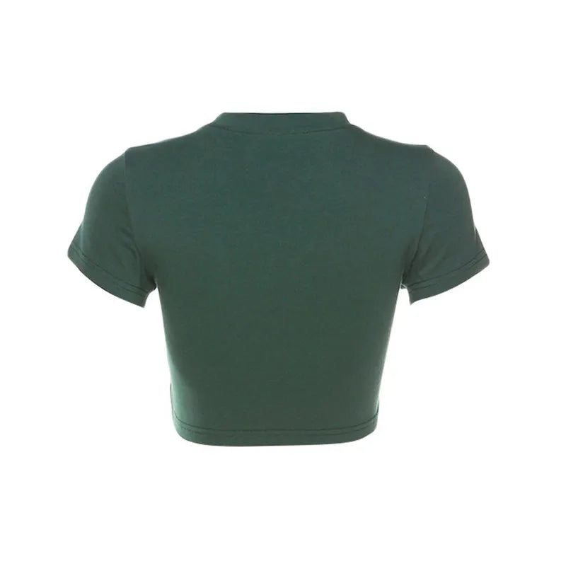 Milano 96 Embroidered Baby Tee - Dark Green